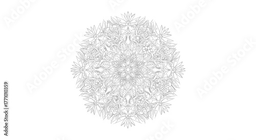 Elegant floral mandala with intricate leaf and petal designs on white