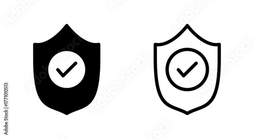 Shield check mark icon symbol for apps and websites. Protection approve sign. Insurance icon