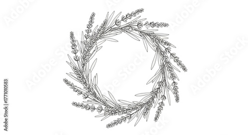 Elegant lavender wreath vector illustration for decorative designs