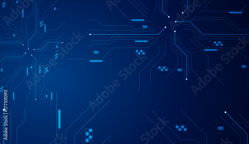 Abstract Digital Circuit Background — Blue Futuristic Electronic Interface Vector