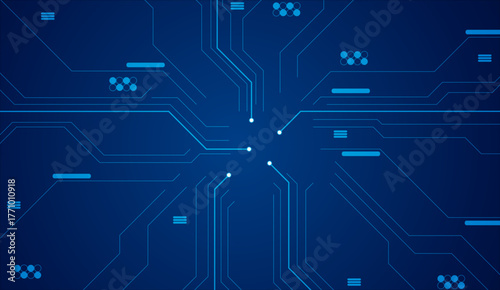 Cyber Circuit Board Vector — Futuristic Blue Technology PCB Design