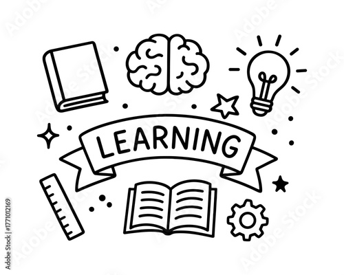 Learning icons: education and knowledge in linear design