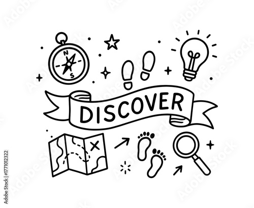 Adventure discovery doodle: exploring creativity with compass and map elements