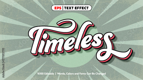 Timeless retro style vintage typography text effect design with decorative script font and shadow layering