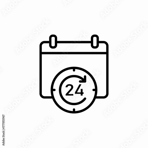 calendar 24 hours icon sign vector