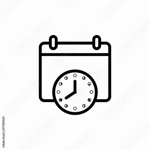 calendar clock icon sign vector