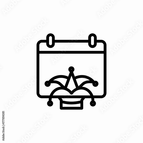 calendar joker hat icon sign vector