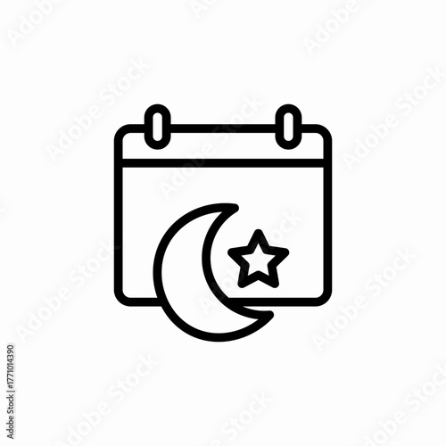 calendar moon icon sign vector
