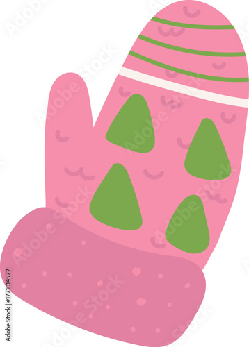 Winter Mitten with Geometric Patterns