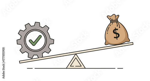 Streamlined efficiency driving financial success and profitability, balancing operational excellence for positive ROI, originally a vector graphic