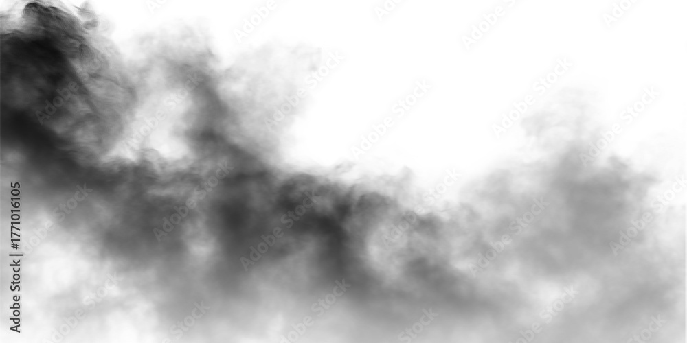 Obraz premium dark fog or smoke effect isolated on transparent white background. Steam explosion special effect. Effective texture of steam, fog, smoke png. Design elements