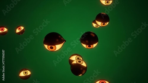 Floating Glowing Eyes Peering from Darkness on Halloween