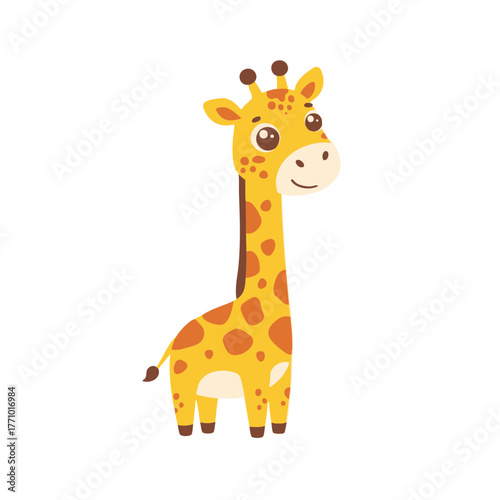 Adorable Cartoon Baby Giraffe with Orange Spots