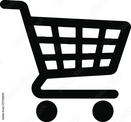 Shopping cart solid icon, simple black retail and ecommerce vector symbol
