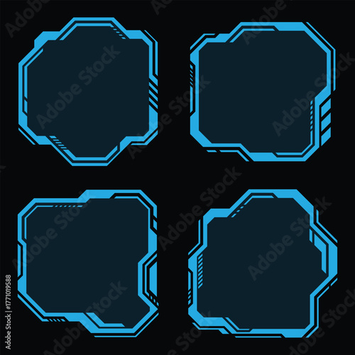 Set of futuristic technology screen frames