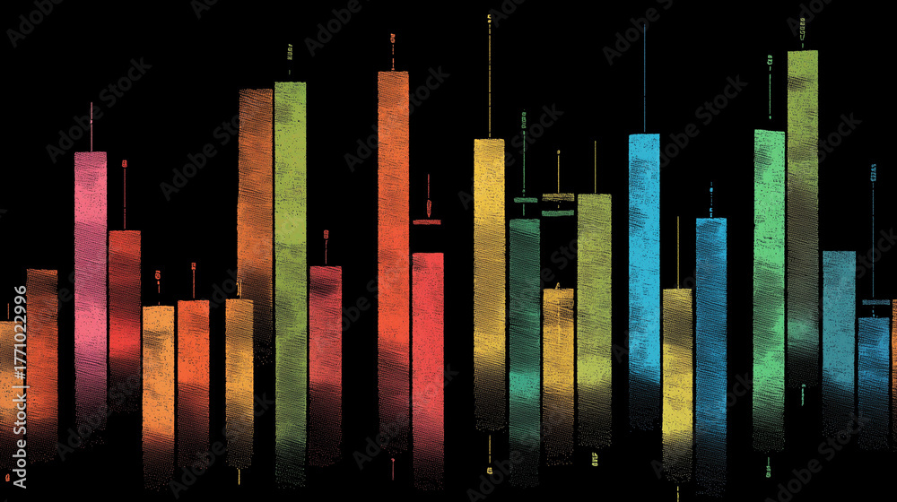 Obraz premium Vibrant Stock Market Trading Volume Bars Graph Visualization