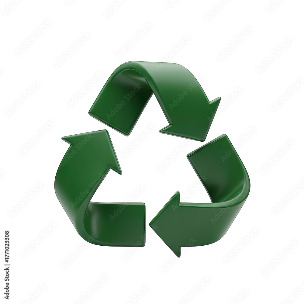 Fototapeta premium Green recycling symbol isolated on transparent background