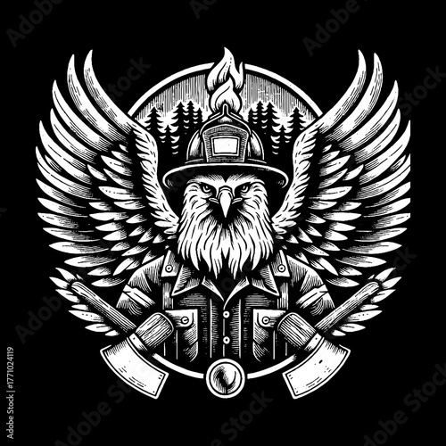 Firefighter Eagle Emblem: Courage Strength and Duty.