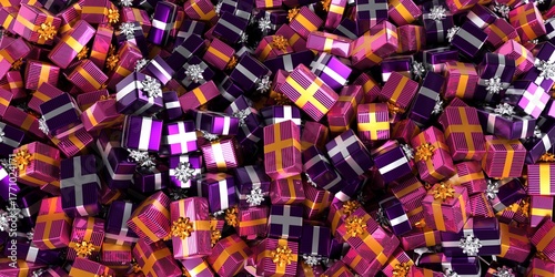 Full of pink and purple Christmas gifts - Christmas background