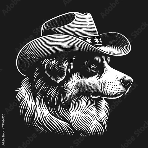 Cowboy Dog Portrait: A Western Canines Stare.