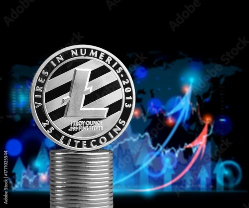 Golden bitcoin are stacked coin, money concept