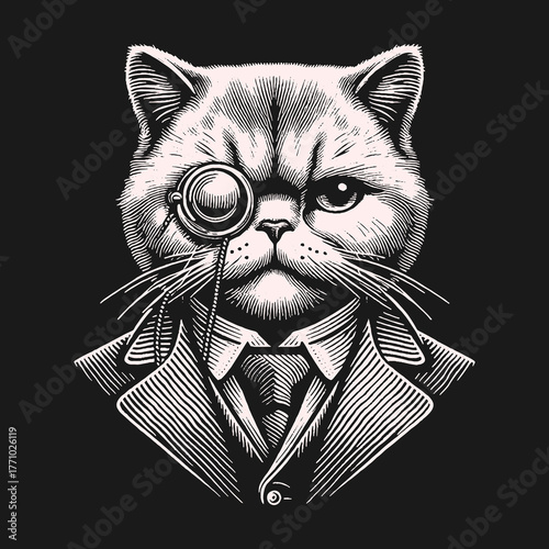Distinguished Feline Portrait: A Sophisticated Cat in Formal Attire.