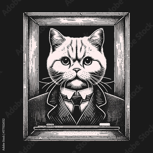 Distinguished Feline Portrait in Formal Attire.