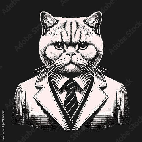Distinguished Cat in Formal Attire: A Portrait of Sophistication.