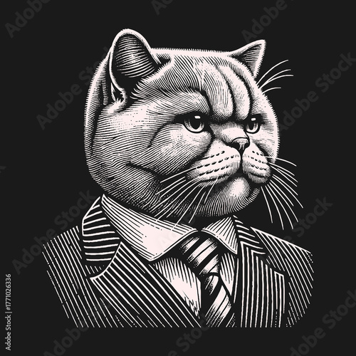 Distinguished Feline in Formal Attire: A Sophisticated Portrait.