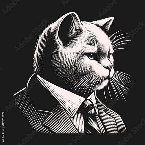 Distinguished Feline in Formal Attire: A Portrait of Sophistication.