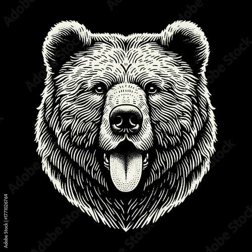 Intense Bear Portrait in Black and White.