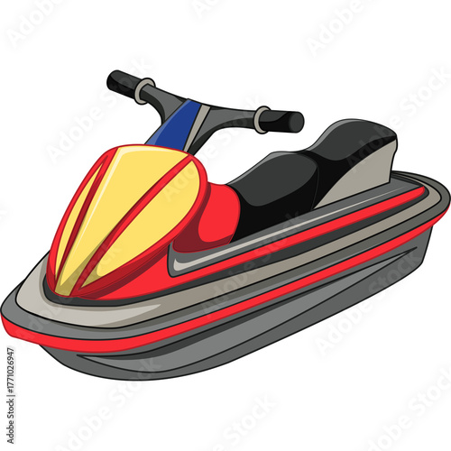 A Red Gray And Yellow Personal Watercraft With A Transparent Background On A White Surface Captured In A Studio Setting