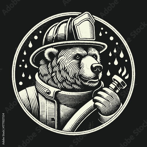 Brave Firefighter Bear: Courageous Protector of the Forest.