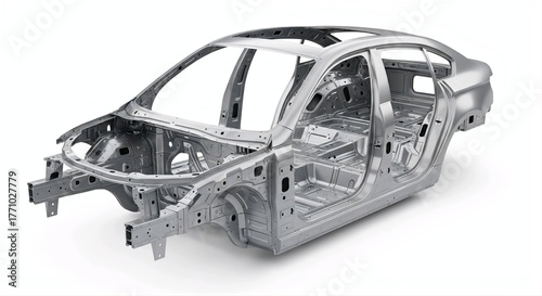 Car Body Frame on White Background