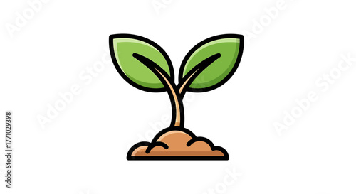 Vibrant Green Sprout Emerging from Rich Earth, Symbolizing New Beginnings and Sustainable Growth - Detailed Vector Illustration for Environmental Concepts and Digital Design