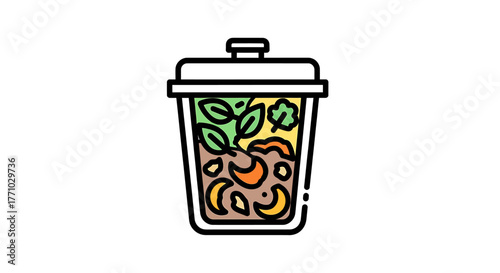 Compost Bin Filled with Organic Waste A Vector Illustration for Eco-Friendly Living