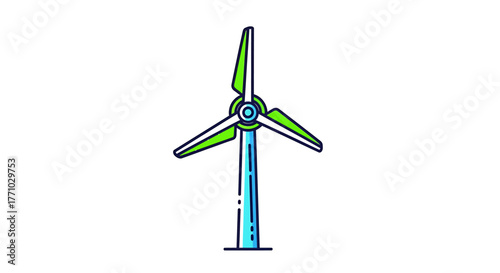Modern Wind Turbine Icon Representing Renewable Energy and Sustainable Power Generation, a Stylized Green Technology Graphic Vector Illustration