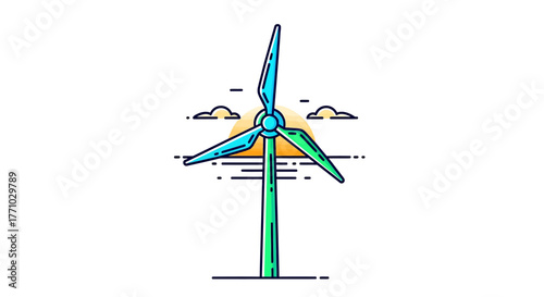 Green Energy Concept A Vector Illustration of Wind Turbine