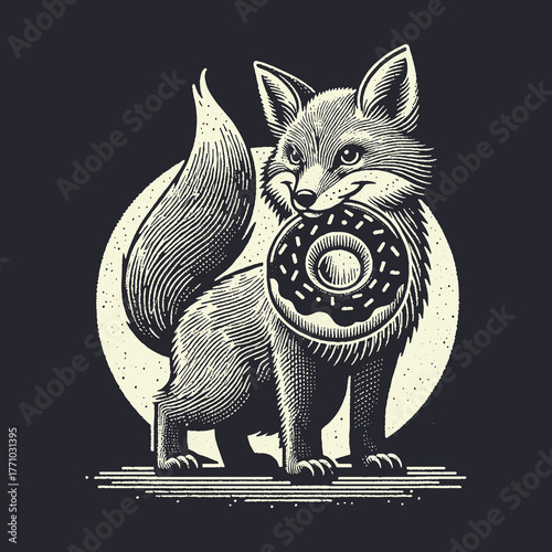 Fox with Donut: A Delightful Illustration.