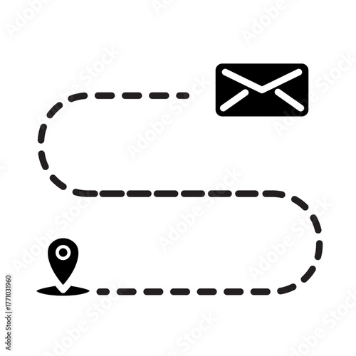 the message is being delivered to the location glyph icon. location glyph icon. email glyph icon. mail glyph icon. vektor
