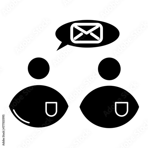 2 people glyph icon. message glyph icon. comunication glyph icon. 