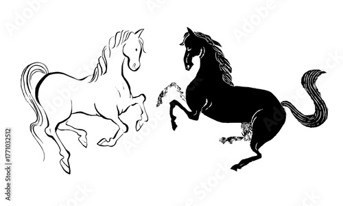 年賀 年賀状 正月 干支　午年 馬　ベクター イラスト　