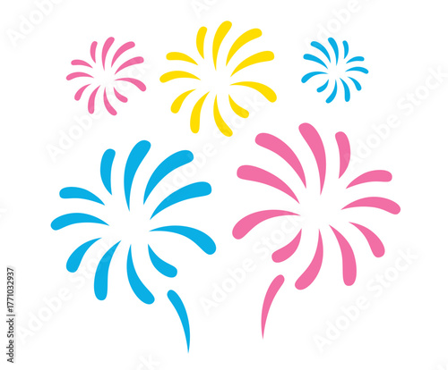 Fireworks flat illustration isolated vector