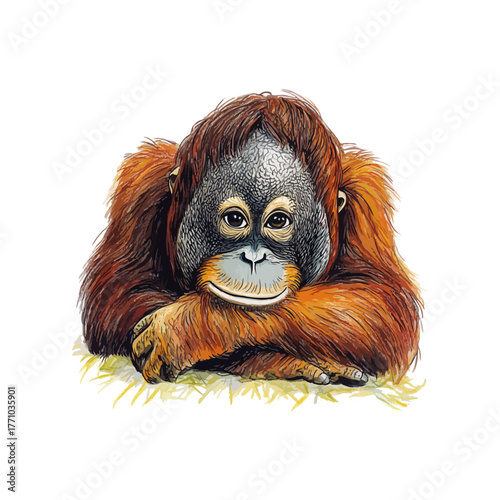 orangutan hand drawn vector illustration