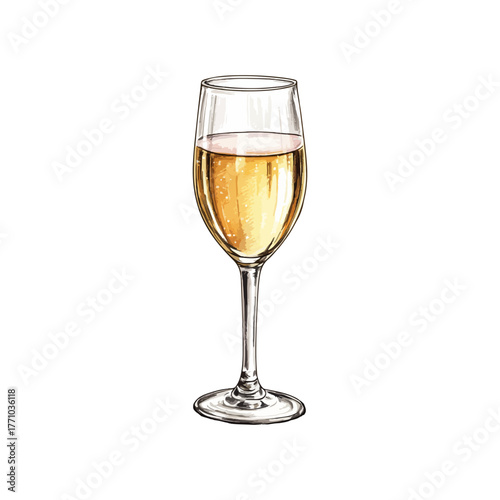 prosecco glass hand drawn vector illustration