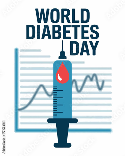 World Diabetes Day with Insulin Syringe Icon