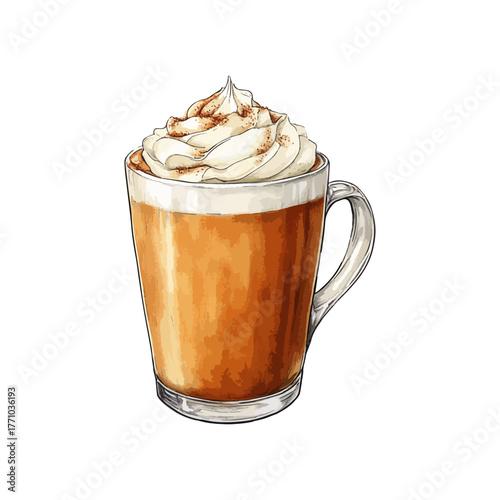 pumpkin spice latte drawn vector illustration