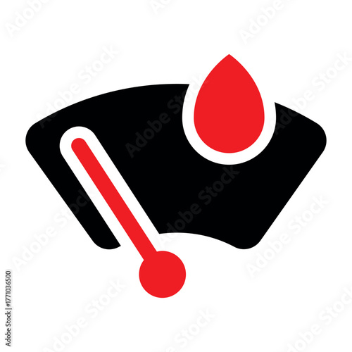 Windshield wiper fluid icon with droplet and gauge for vehicle visibility and maintenance alerts