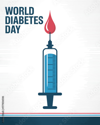World Diabetes Day with Insulin Syringe Icon