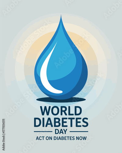 World Diabetes Day with Water Drop Symbol